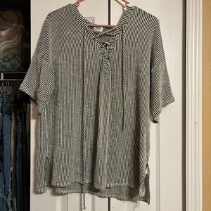 BKE top, L, grey/white stripes